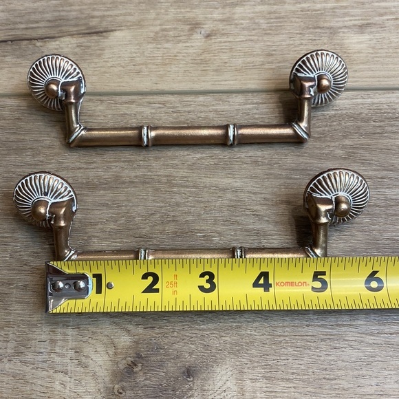 VTG Antique Brass Bamboo Drawer Pulls Hollywood Regency MCM - Picture 11 of 12